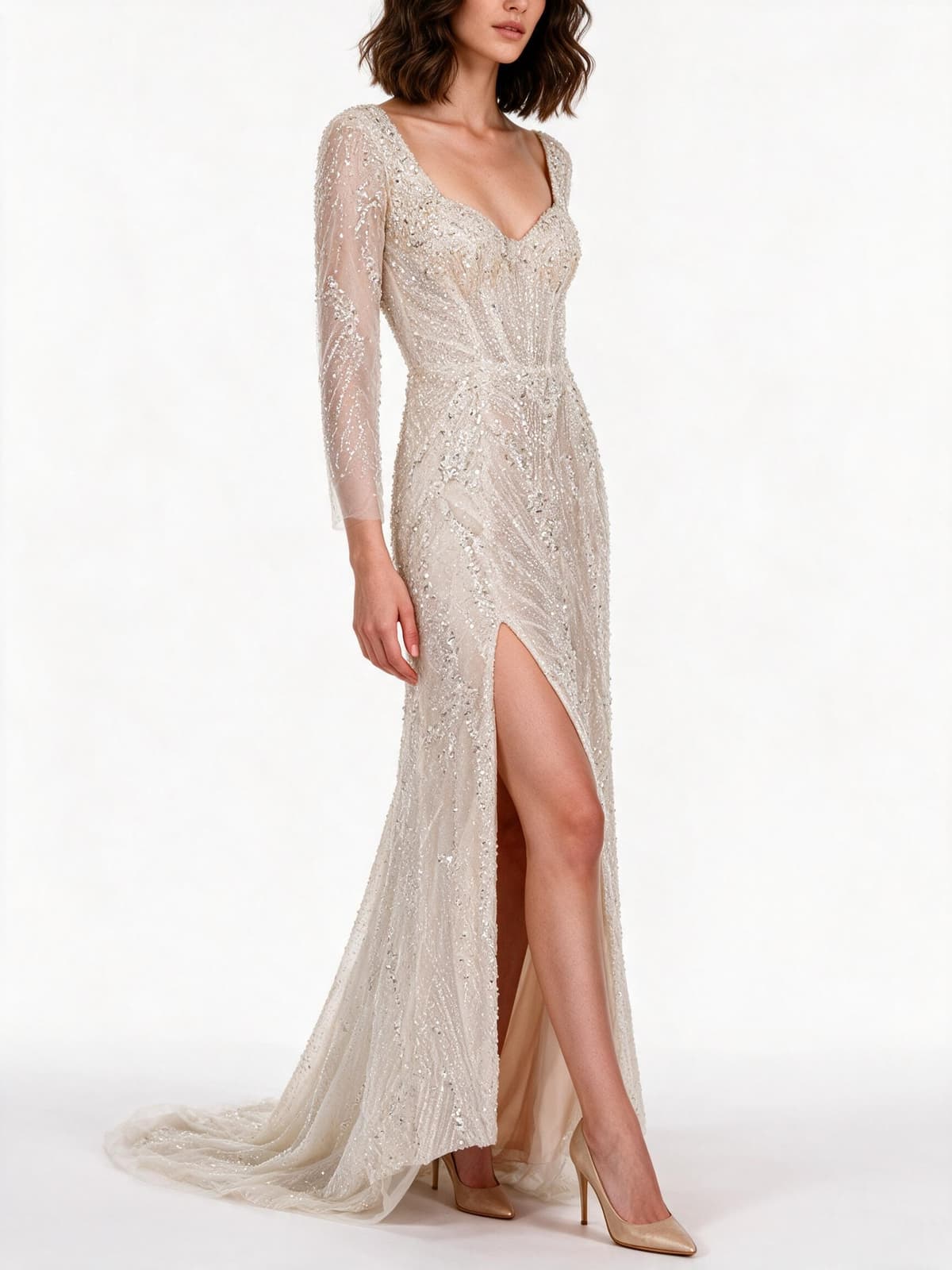 Embellished Long-Sleeve Gown — photo 1 of 2