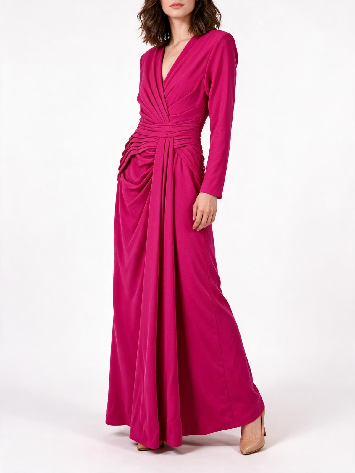 Draped Long-Sleeve Gown — photo 1 of 3