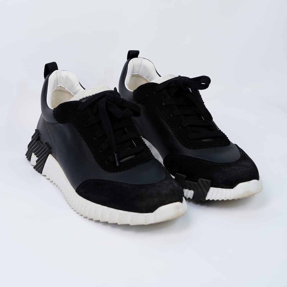 Hermès Paris Bouncing Black Leather and Suede Sneakers — photo 1 of 6