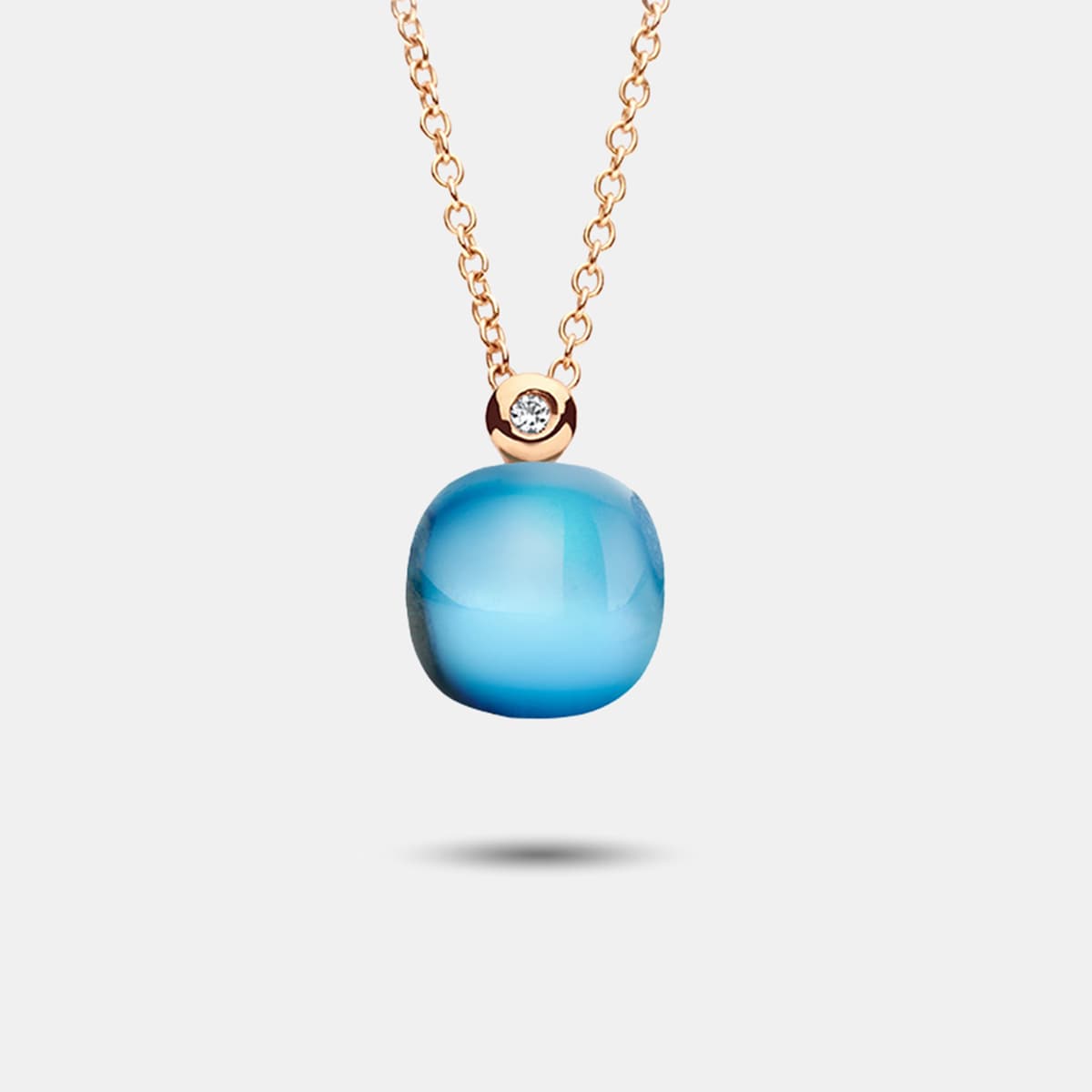 Bigli Mini Sweety Kette mit Anhänger Klein mit Türkis und Blauer Topas